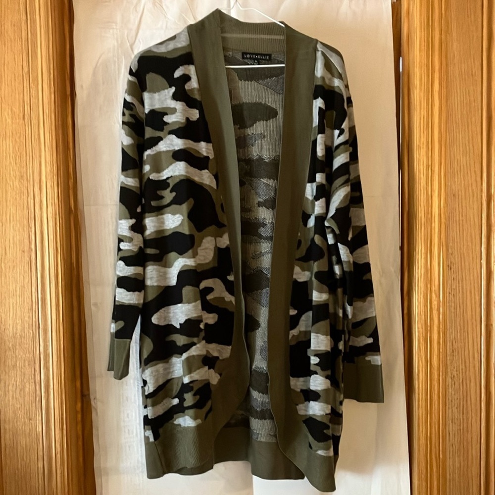Love Ellie Cameo Green Open Cardigan Sweater Sz 3X  3/4 Quarter Length Sleeves